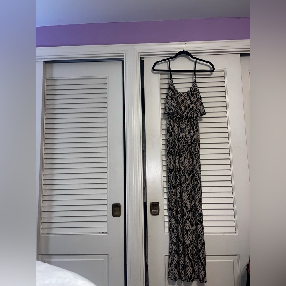 Tan and black maxi dress